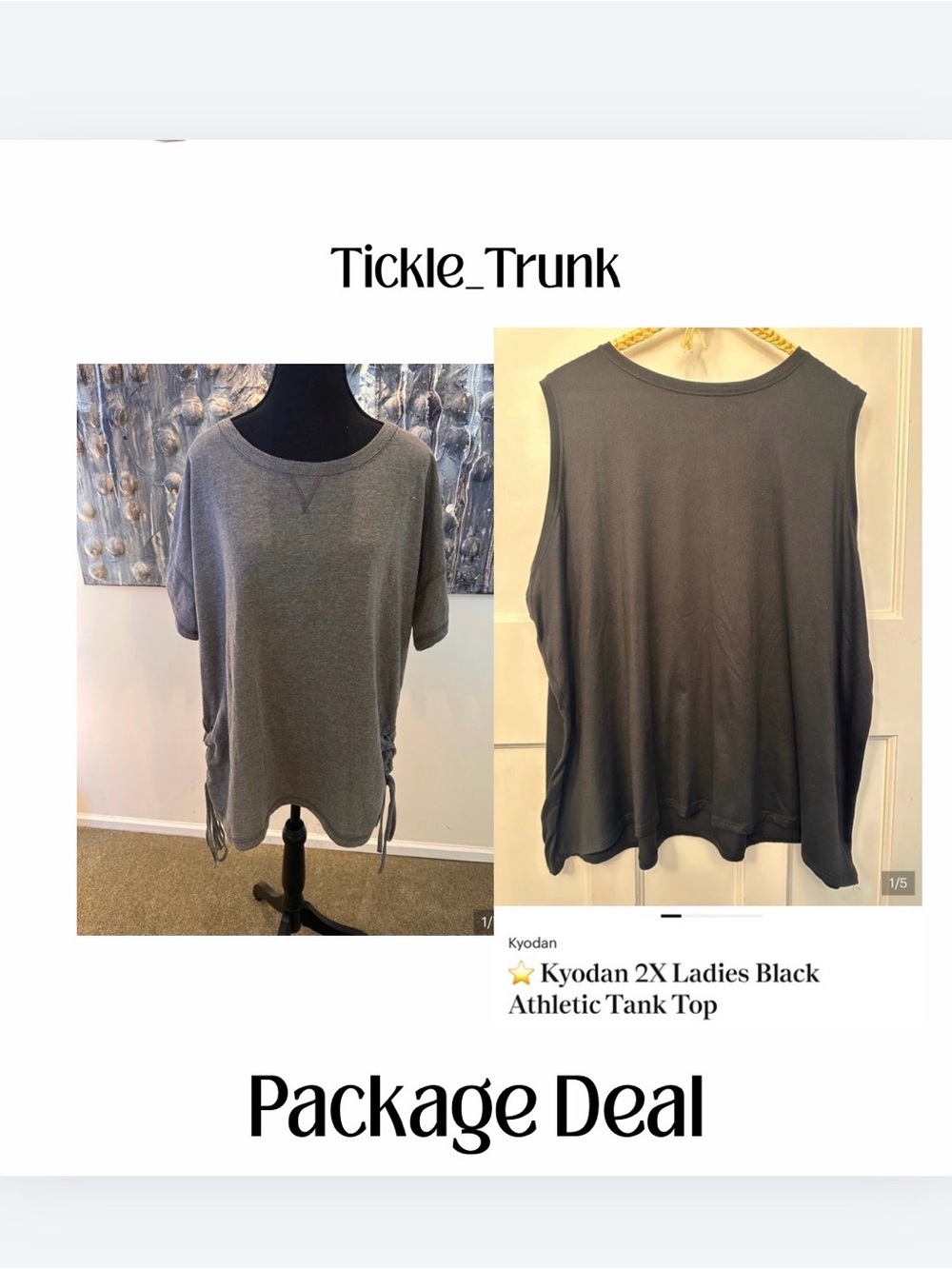 ⭐️ Luukse 1XGray Short-Sleeve Tie-Hem Tshirt & 2X tank top
